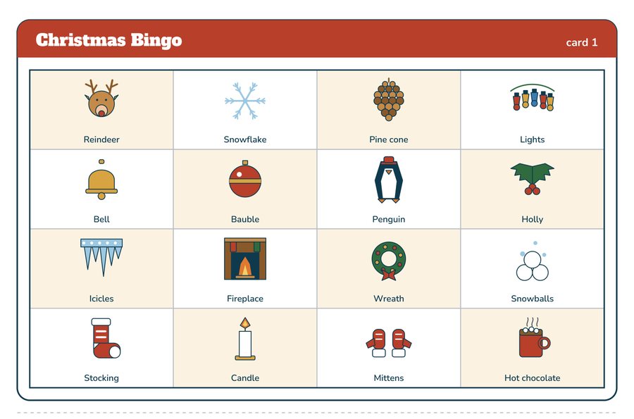 Christmas Bingo: 8 free picture cards (preview)