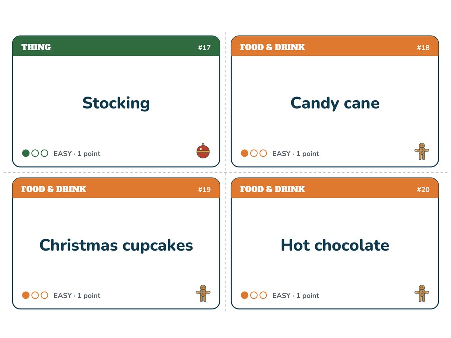 Christmas Charades: 120 free cards (preview)