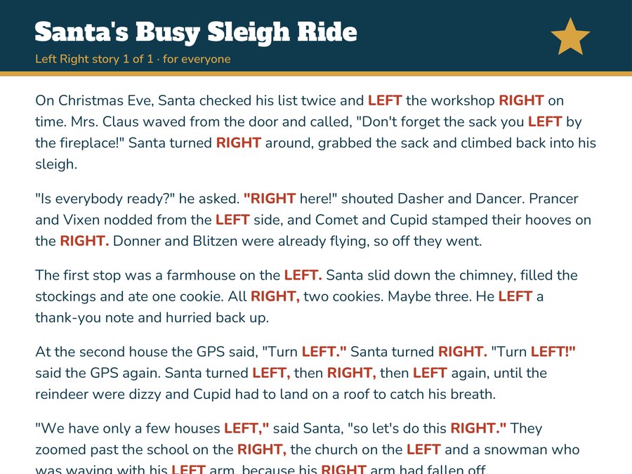 Christmas Left Right Game: a free story (preview)