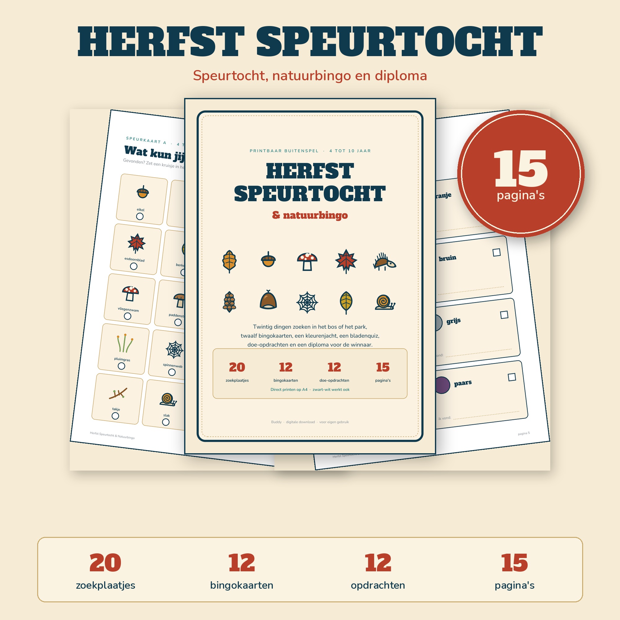 Herfst Speurtocht voor Kinderen — Natuurbingo & Diploma