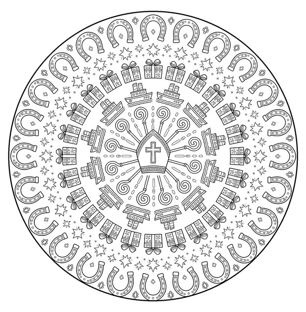 Sinterklaas-kleurplaat: Sinterklaas-mandala