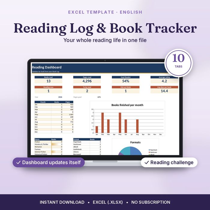 Reading Log & Book Tracker Spreadsheet