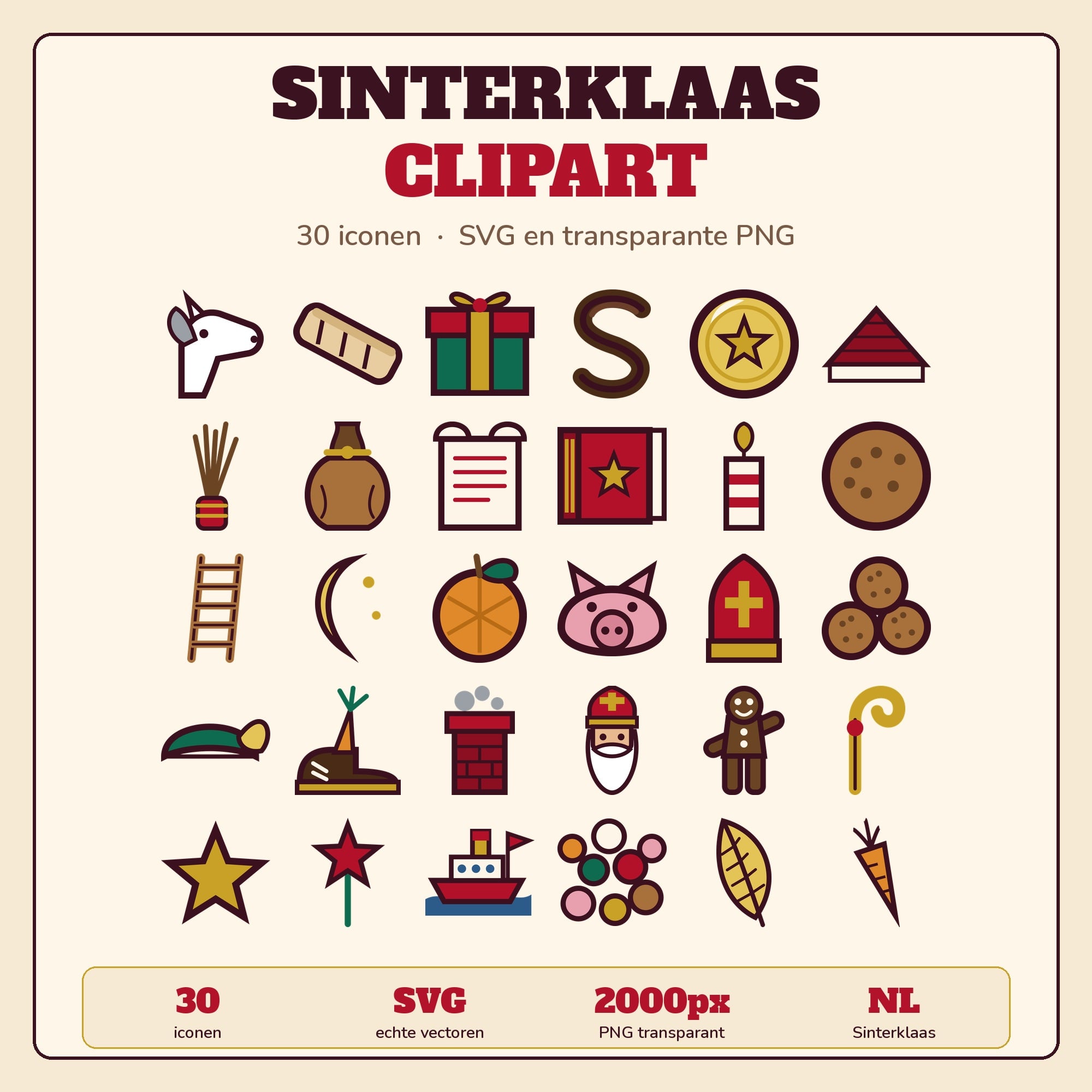 Sinterklaas Clipart — 30 Iconen, SVG en PNG